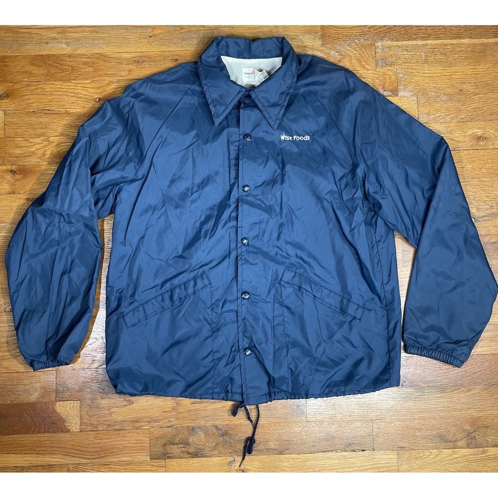 Vintage 80s King Louie‎ Pro Fit Jacket Mens Medium Blue Satin Bomber Made in USA